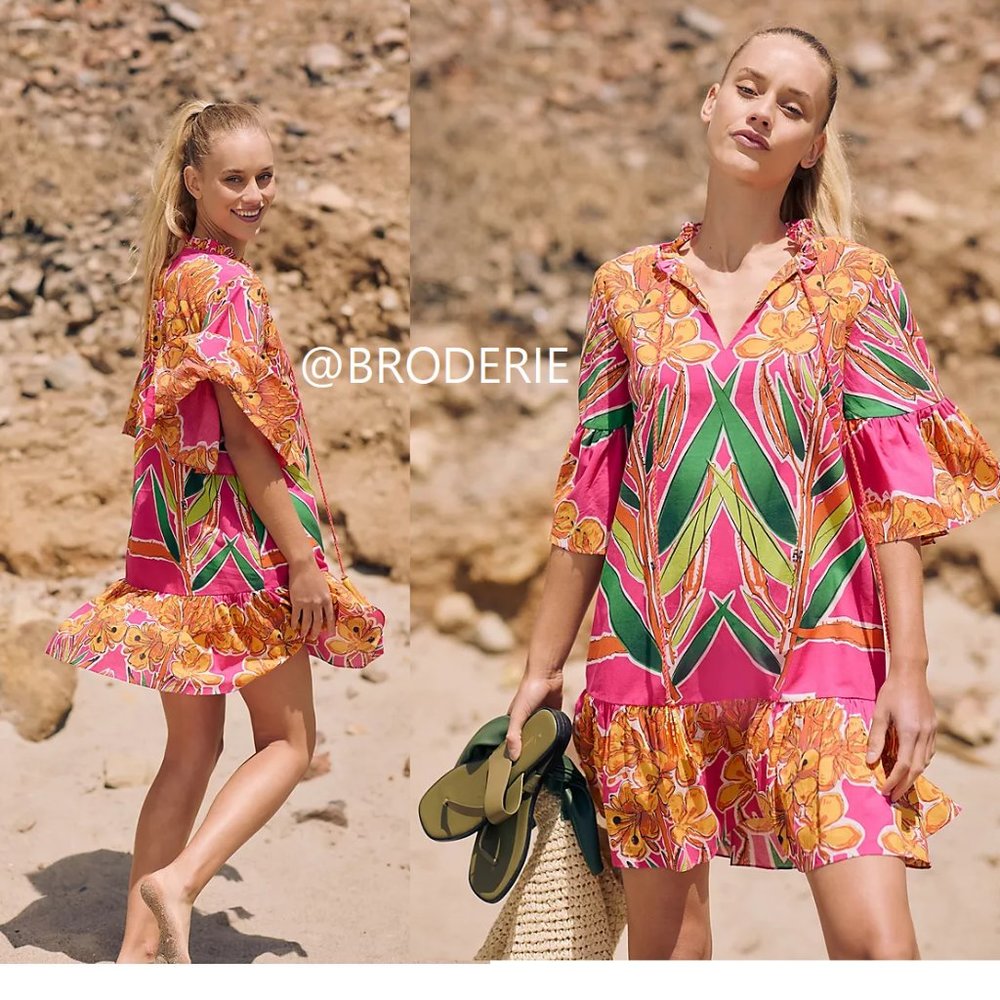 Anthropologie Roopa  Tropical Beaded Caftan new